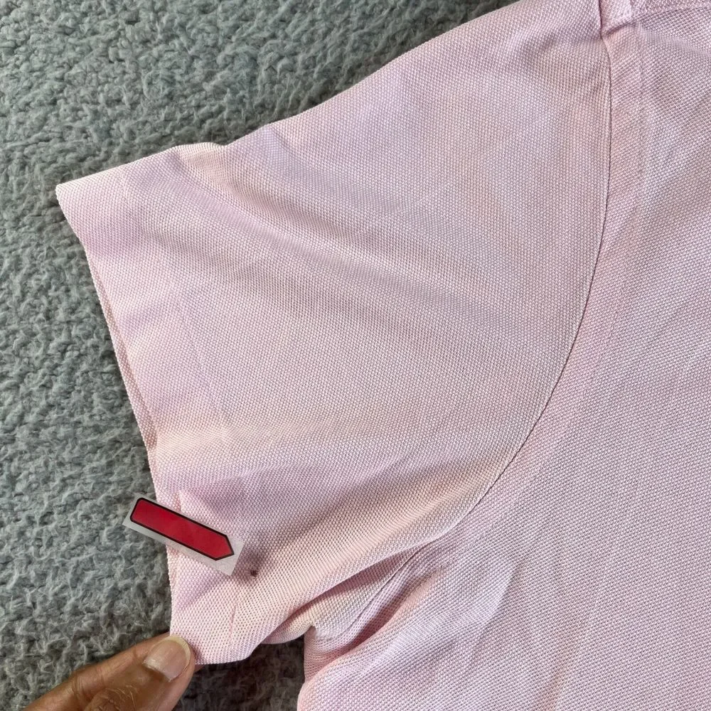 Ralph Lauren Polo Shirt Mens Large‎ Pink Knit Oxford Casual Preppy Button Down